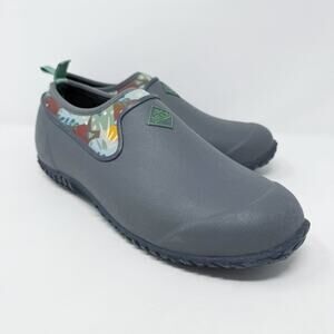 Muck Boots Gray Muckster II Low Slip On Boots Size 10 Waterproof Floral Accent